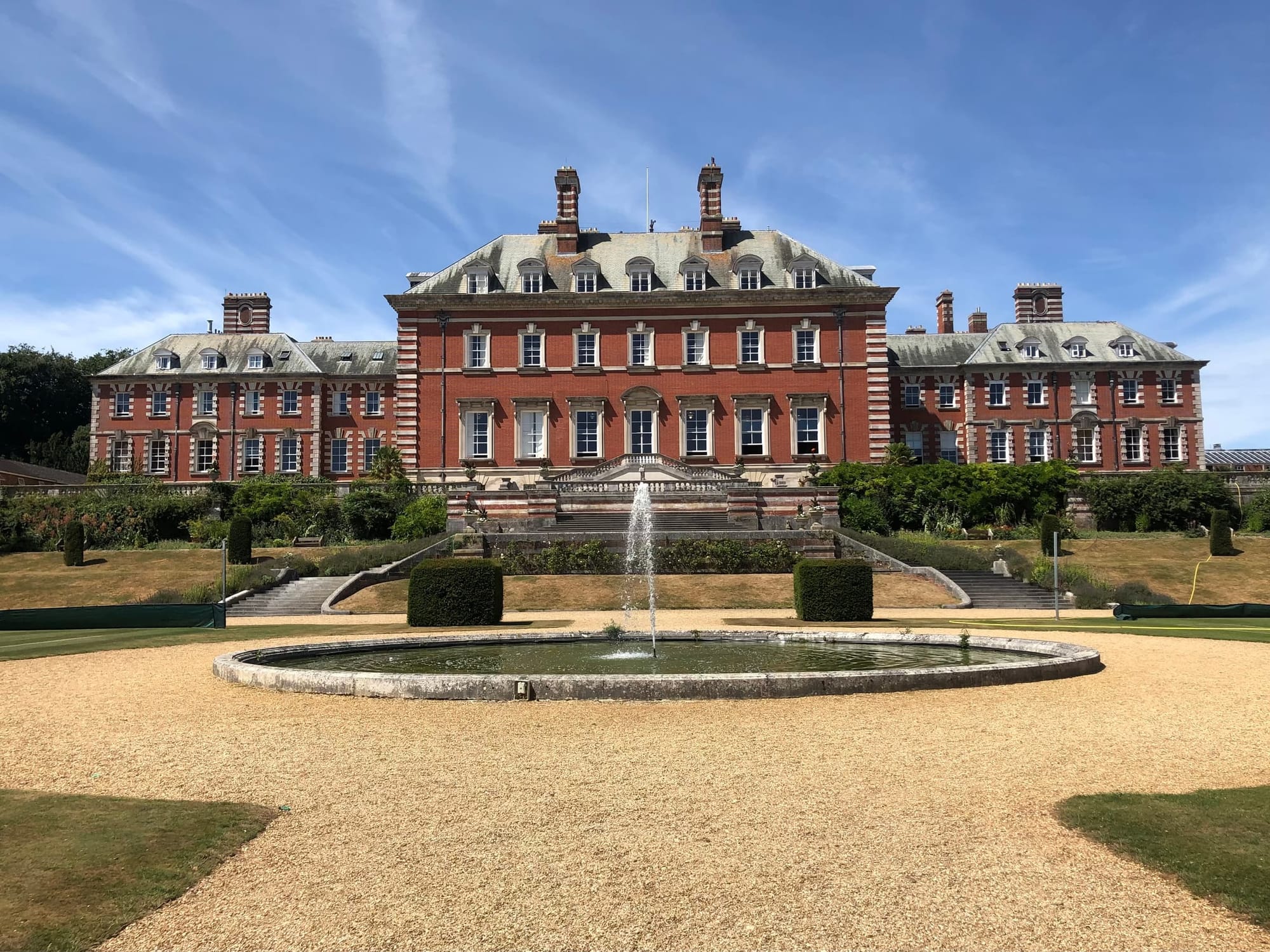South-facing side of Bryanston School's main building in summer